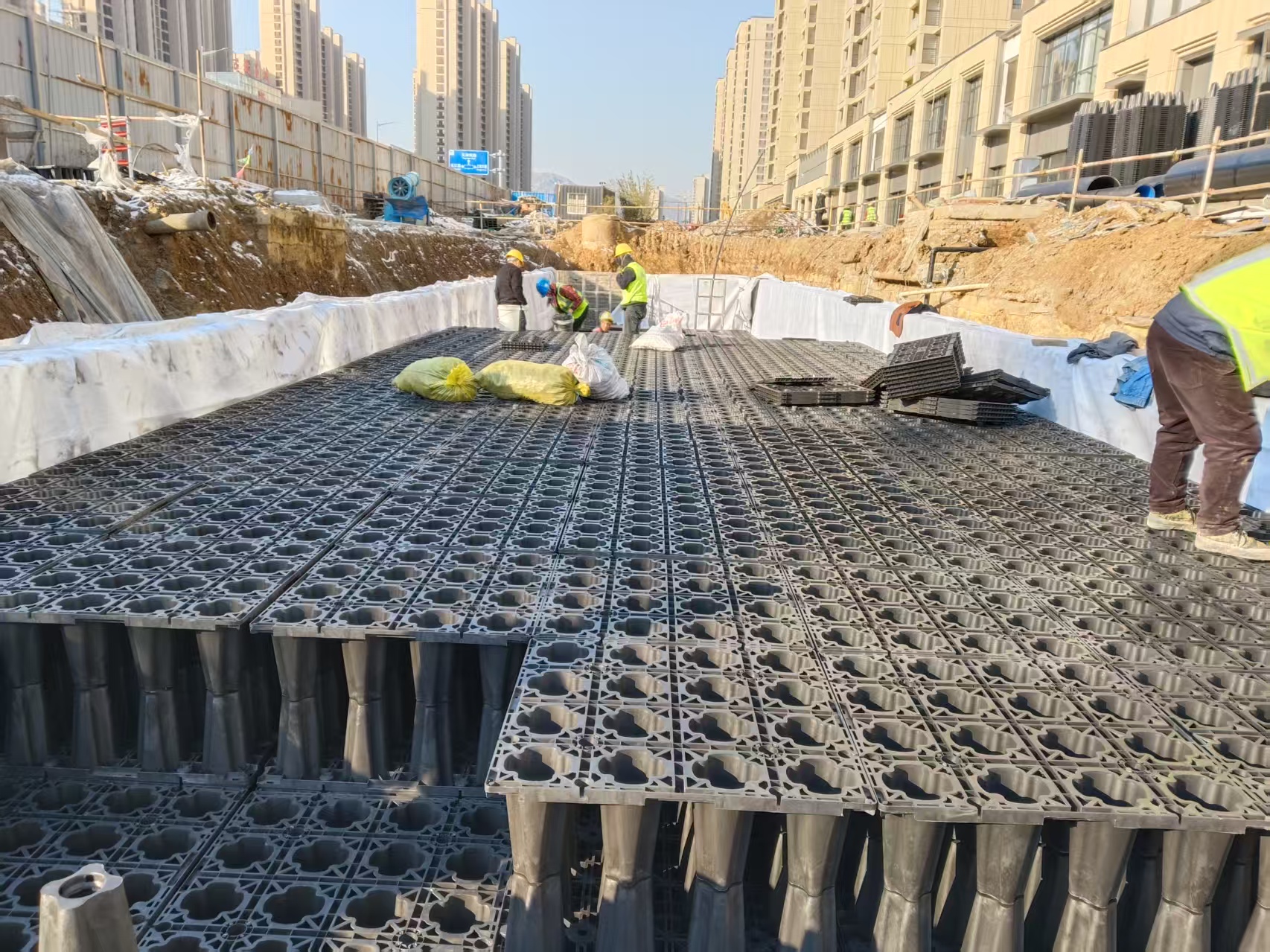 山东烟台500方雨水收集项目三天完工